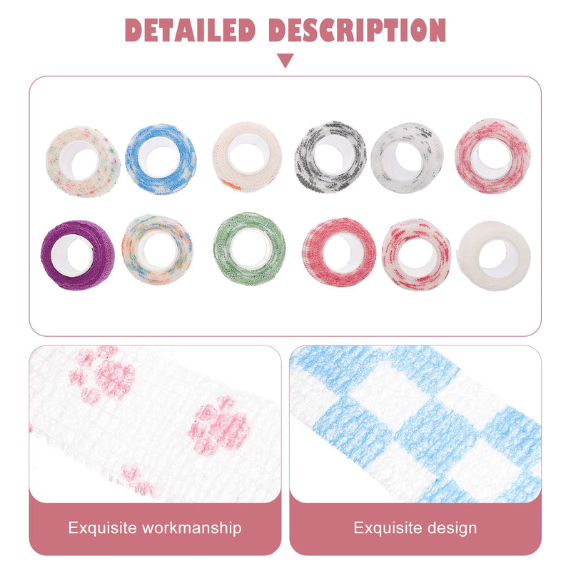 Self Adhesive Finger Tape: 12pcs Finger Rolls Elastic Wraps for Stretch Athletic Sports Wrist Ankle