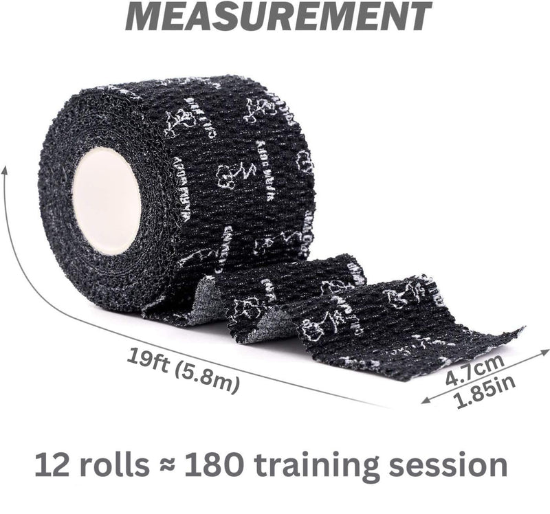 WARM BODY COLD MIND Weight Lifting Thumb Tape - Hook Grip Tape for Crossfit, Weightlifting Powerlifting Deadlift, Sticky & Stretchy Athletic Grip Tape 19ft x 1.85in 12 Rolls MixV1