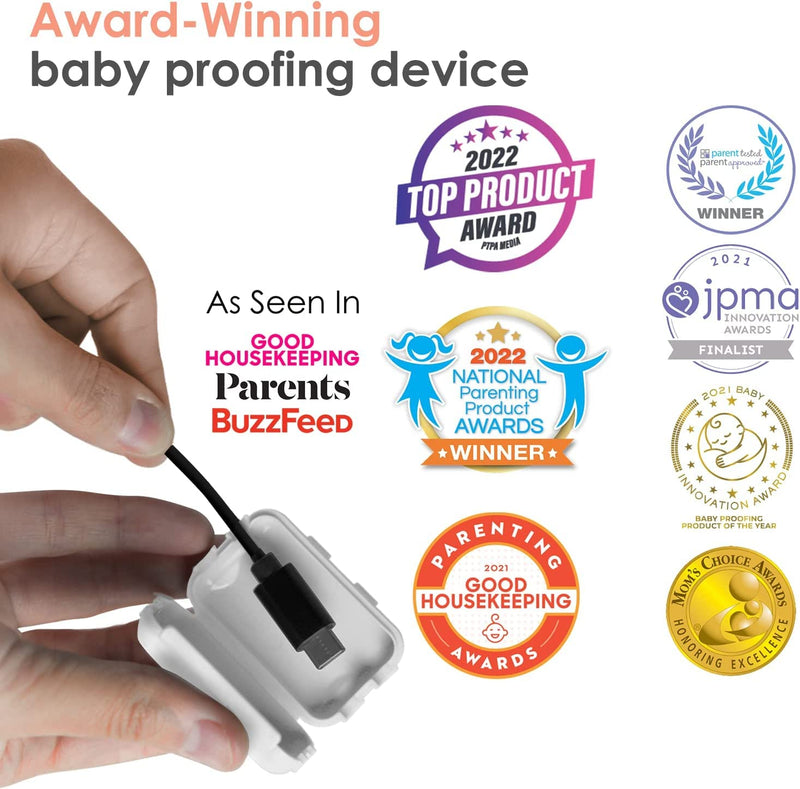 [Australia] - Watch Your Mouth Baby Proof Cord Cover | Award-Winning USB Charger Cover for Baby Proofing Cords | BPA & Phthalate-Free Charger Cover Protector | Electrical Safety Baby Products, (6-Pack, White) 