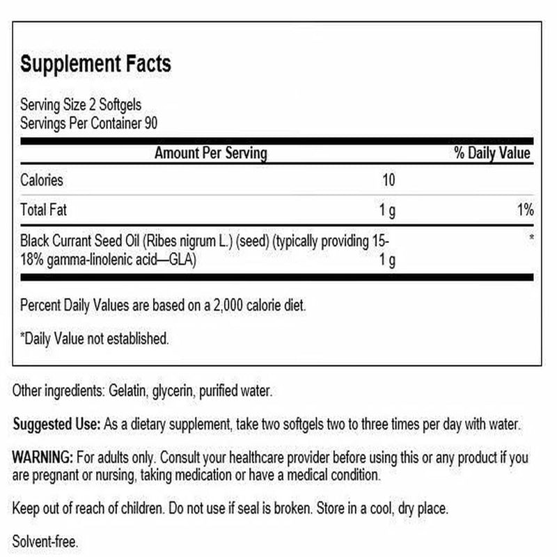 [Australia] - Swanson Black Currant Seed Oil - Herbal Supplement Promoting Immune System & Heart Health Support - Natural Formula Supporting Joints Health - (180 Softgels, 500mg Each) (2 Pack) 