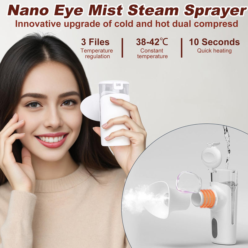 Eye Steam Sprayer, Mini Eye Mist Steam Sprayer, 3 Adjustable Temperature, Upgraded Portable Eye & Face Hydration Soother for Moisturizing & Cleaning