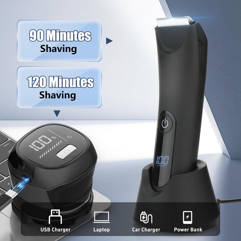 [Australia] - SUNNOW Body Hair Trimmer & Head Shavers for Bald Men, Ball Pubic Hair Trimmer, Head Electric Shavers Razor Kit, Ball Body Groomer for Bikini/Groin/Grooming Black 