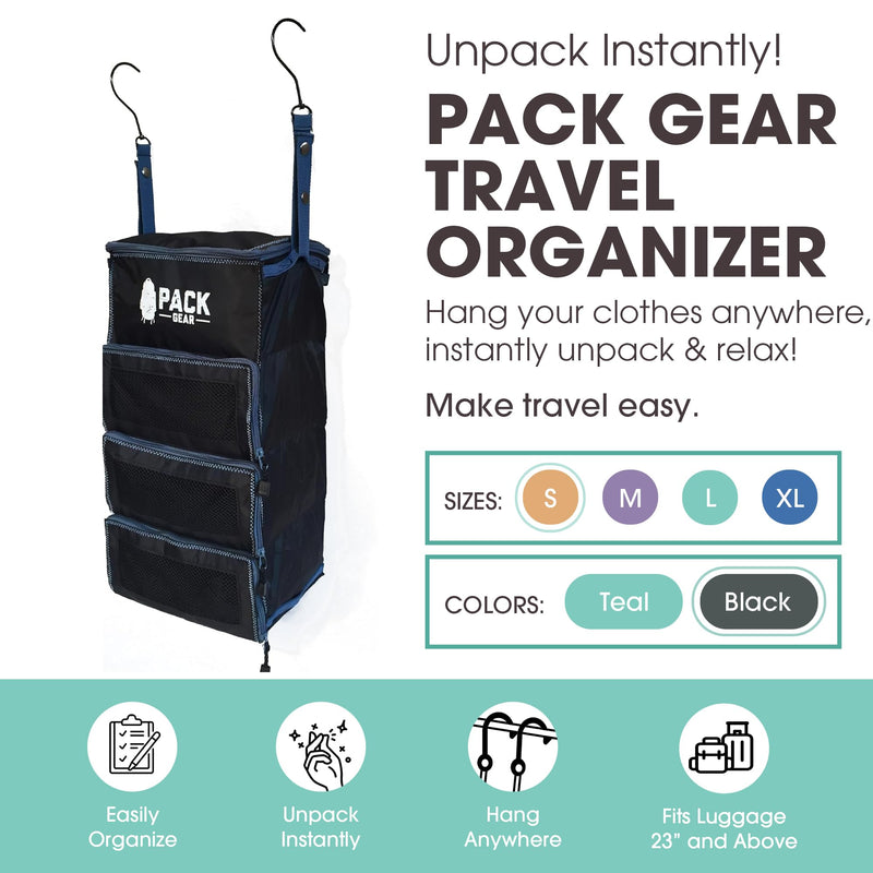 Hanging Carry-On Organizer - Our Standard Hanging Luggage Organizer Fits Any Carry On - Our Packing Cubes For Travel Use Mesh Windows to Make Finding Clothes Easy (Black, S) Small (Carry-On) Black