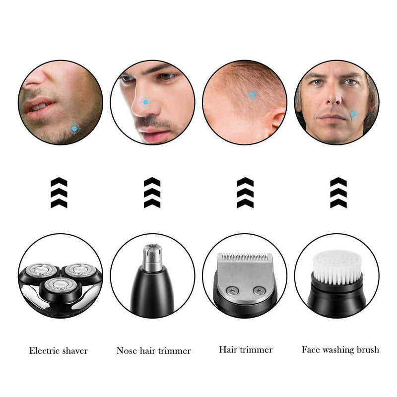 [Australia] - SURKER Electric Shaver Razor Cordless Beard Trimmer for Men Nose Hair Trimmer 3 in 1 Grooming Kit Plus 1 Facial Cleansing Brush Waterproof USB Rechargeable Dry Wet 