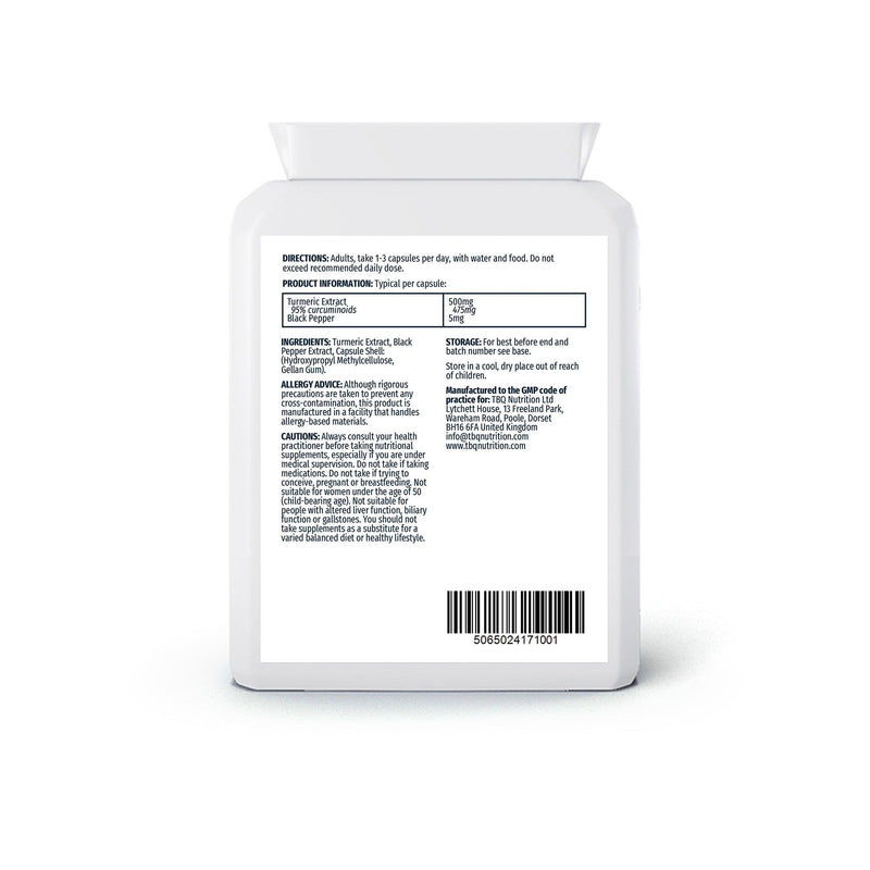 Turmeric Extract 500mg (95% Curcuminoids) + Black Pepper – 60 Delayed Release Vegan Capsules | High Strength with Piperine for Absorption | UK-Made Plant-Based Supplement
