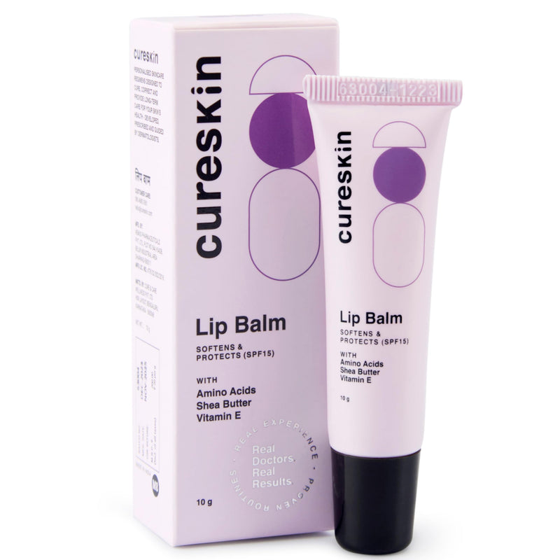 Cureskin Lip Balm with SPF 15, Amino Acids, Shea Butter and Vitamin E | Lip Care | SPF Lip Balm for Women and Men | Lip Lightening Balm for Dark Lips