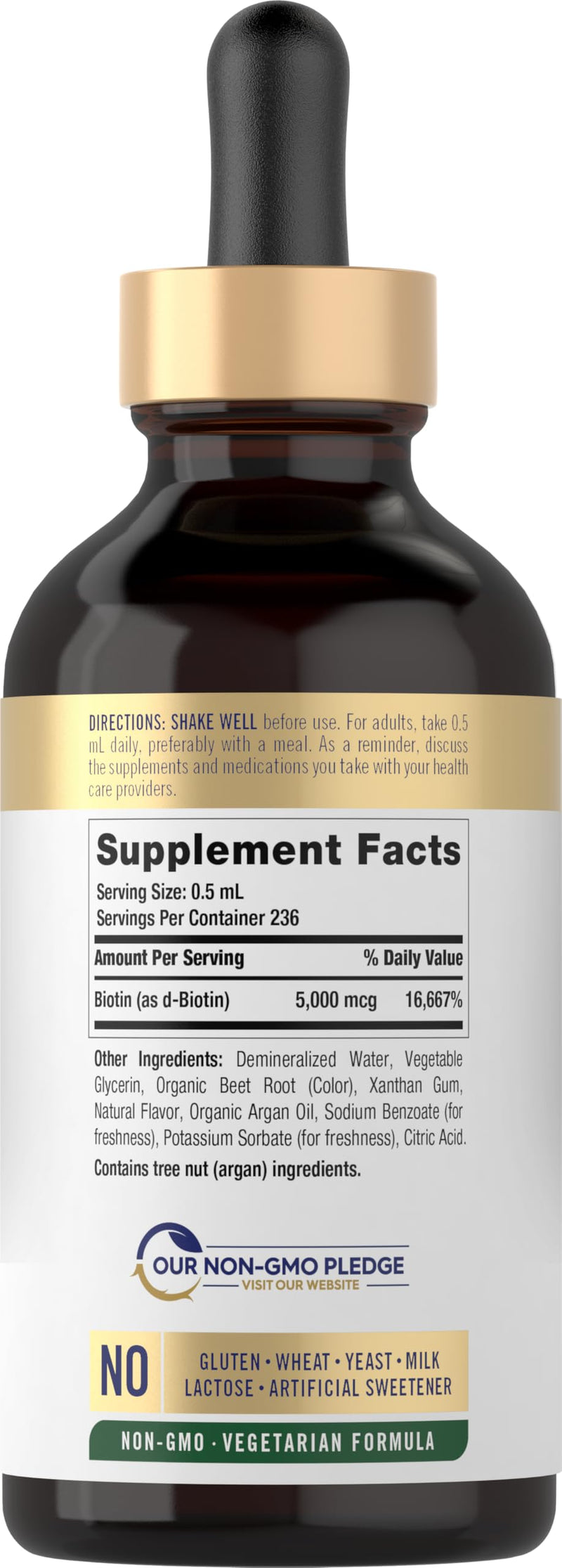 Carlyle Biotin 5000mcg Liquid Drops | 4 fl oz | for Women and Men | Berry Flavor | Beauty Formula | Vegetarian, Non-GMO & Gluten Free Supplement