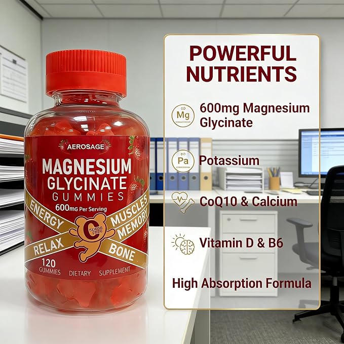 Magnesium Glycinate Gummies 600mg, Sugar Free Magnesium Gummies for Adults | High Absorption Magnesium Supplement, Chewable Potassium Supplements for Body Support, Zzz and Relaxation, 120 Count Raspberry 120 Count (Pack of 1)