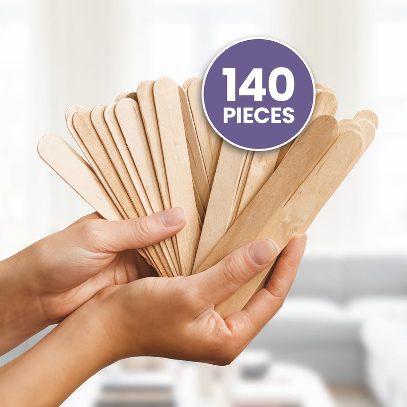 [Australia] - Tress Wellness Craft Sticks, Popsicle sticks, Premium Splinter-Free Wooden Sticks for Waxing, Wax Stick for Body and Face Waxing, 140 pieces 140 Wax Sticks Set Wood 
