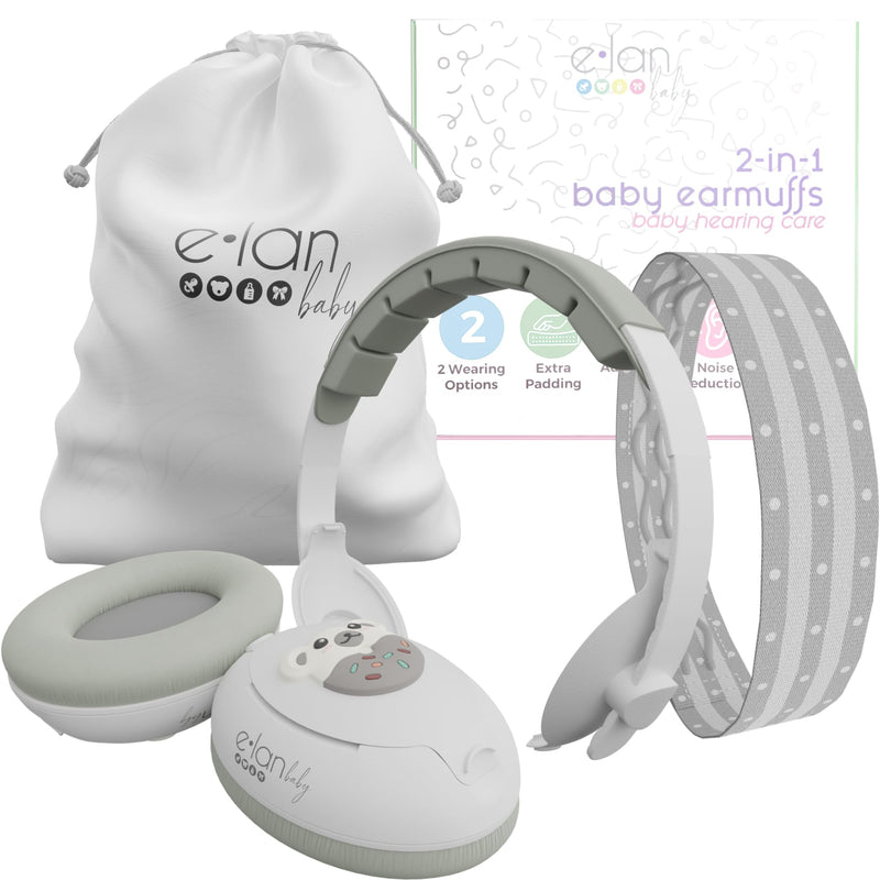 [Australia] - 2-in-1 Baby Ear Muffs Noise Protection - Baby Headphones for Noise & Plane Travel - 2 Headbands - Toddler Ear Protection for Infant & Toddler Travel Essential, Age 1-36 Months 