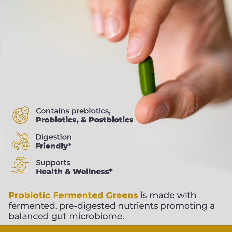 Premier Research Labs Probiotic Fermented Greens - Super Greens Supplement, Superfood Blend, Organic Vitamins with Probiotic - Daily Greens with Spinach, Chlorella, & More - 150 Powder Filled Capsules