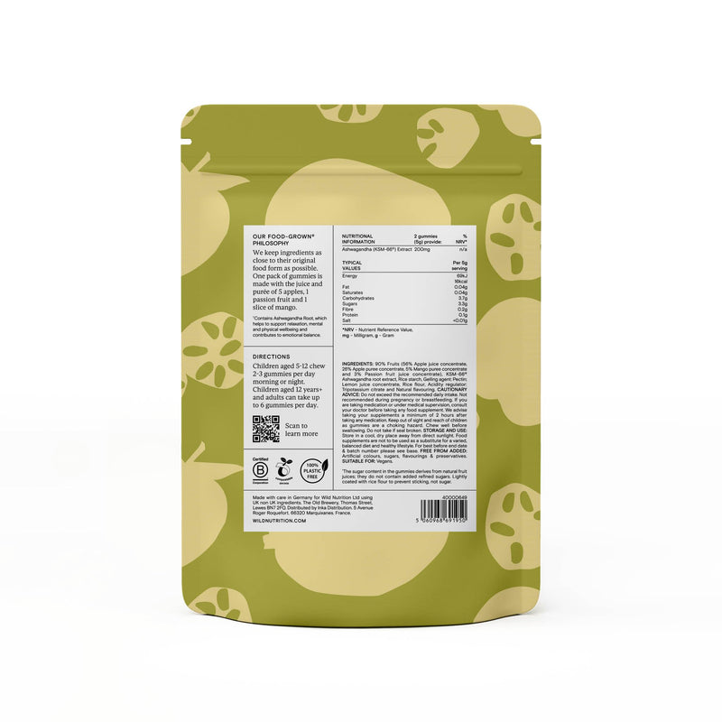 Wild Nutrition Food-Grown KSM-66 Ashwagandha Gummies for Children | Vegan | No Added Refined Sugars | Mental and Physical Wellbeing | Emotional Balance
