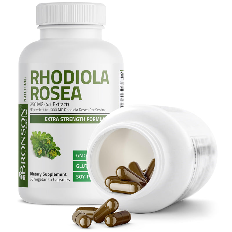 [Australia] - Bronson Rhodiola Rosea Vegetarian Capsules - Adaptogenic Herb - Brain, Stress & Mood Support - Non-GMO, 60 Count Unflavoured 60 Count (Pack of 1) 