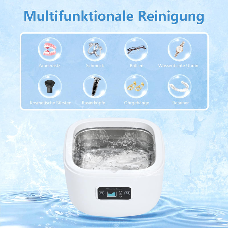 [Australia] - Livofloral UV Ultrasonic Cleaner for Dentures, UV Ultrasonic Cleaner 45kHz / 255ML / 3 Time Function Portable Ultrasonic Device for Dentures Jewelry Toothbrush Head Aligner Retainer, White White 255 ml 
