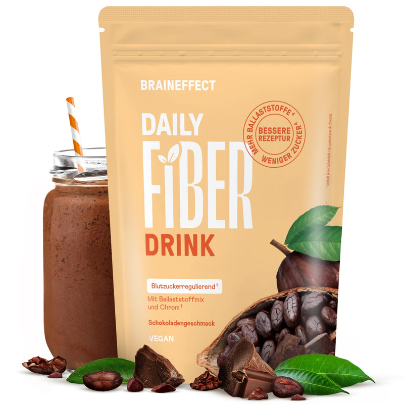 [Australia] - BRAINEFFECT DAILY FIBER - fiber drink with 9 fiber sources for digestion and appetite - Inavea™ mix with psyllium husks, vitamins & more - sugar-free - 330g (30 servings) Chocolate 330g (pack of 1) 