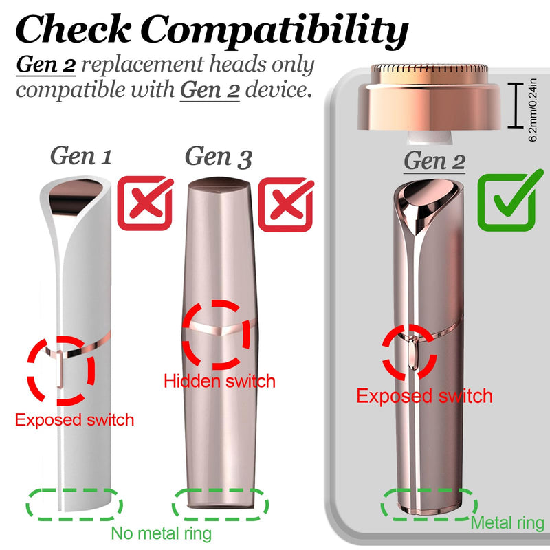 4-Pack Facial Rose Gold Gen 2 Replacement Heads for Flawless Hair Remover Generation 2, 18K Gold Double Blades 4 pack for Flawless Gen 2