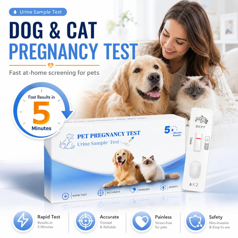 At-Home Dog & Cat Pregnancy Test Kit – Urine-Based Early Detection, Fast 5-Min Results, 98.9% Accurate, Non-Invasive & Stress-Free for Pets 1 Pack