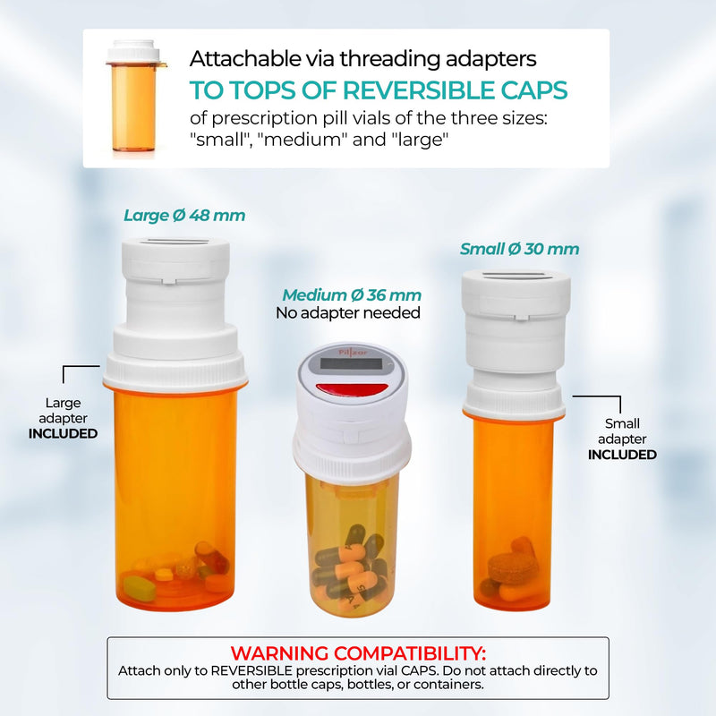 Portable Medication Reminder System with Two Timer Caps – Compact Organizer for Pills, Vitamins & Supplements for Travel or Home Use.