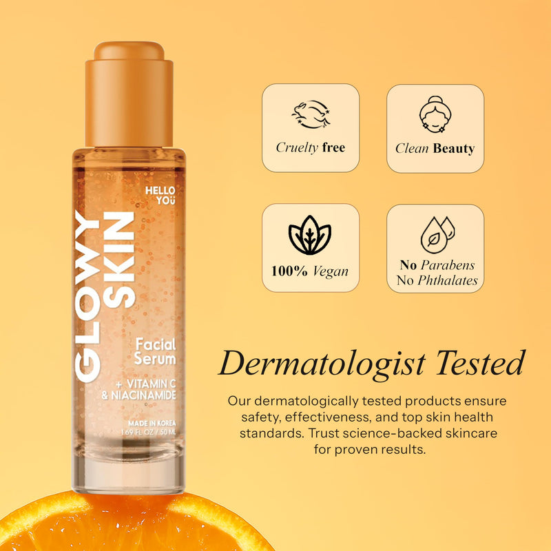 Hello You Vitamin C Serum For Face With Niacinamide – Dermatologist Tested, Korean Skin Care – Supports Glowy Skin, Enhances Tone & Smooths Texture For A Youthful Looking Complexion – Vegan 1.69 Fl Oz Vitamin C & Niacinamide