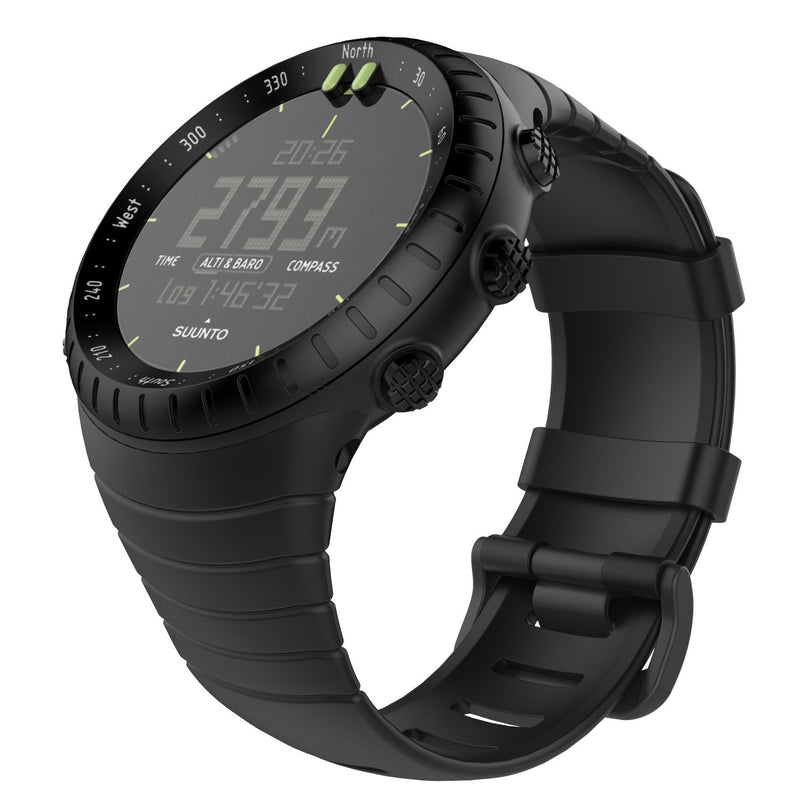[Australia] - MoKo Suunto Core Watch Band, Classic Replacement Soft Wrist Band Strap with Metal Clasp for Suunto Core Smart Watch, Fits 5.51"-9.06" (140mm-230mm) Wrist, All Black 