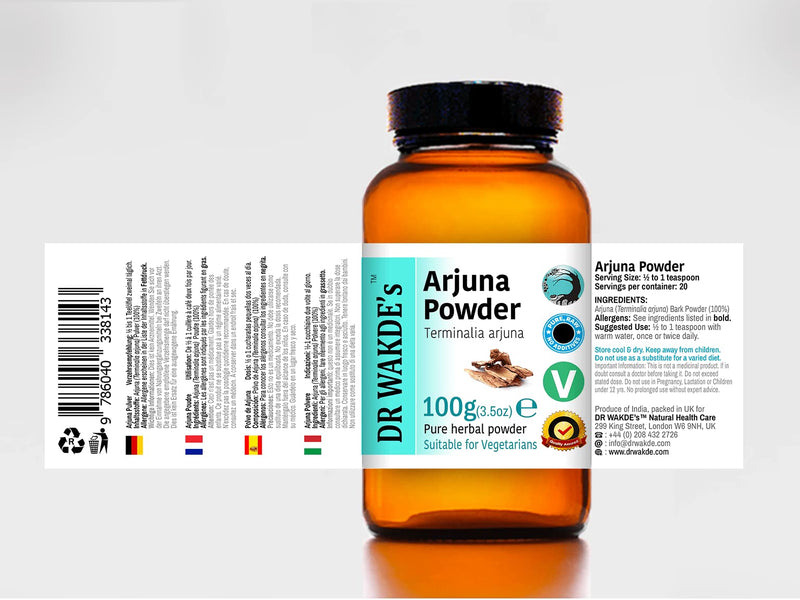 [Australia] - DR WAKDE'S Arjuna Bark Powder (Terminalia arjuna) - 500g (1.1lb) | Pure, Raw & Dried Powder | Natural Aroma and Freshness | Fine Powder | Vegan | Premium Grade | Nothing Added, Nothing Removed 