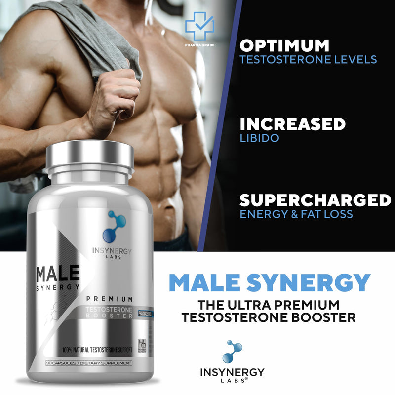 Ultra Premium Testosterone Booster for Men - Male Synergy The UK’s No1 Testosterone Supplements for Men Test Boost Energy Muscle Growth Libido | 90 Vegan Capsules Zinc Magnesium 90 count (Pack of 1)