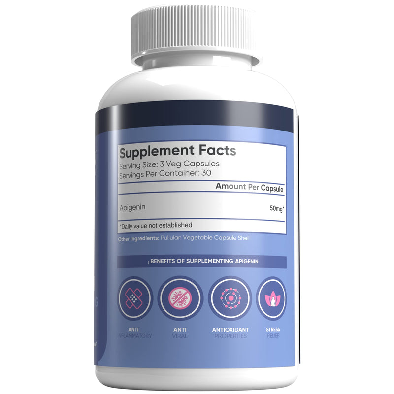 Apigenin | German Pharma | High Strength Formula 150mg Per Serving | 90 Vegetarian Capsules (Three-a-Day) | Maintains Nervous System Function & Supports Testosterone Synthesis | 100% Vegan |