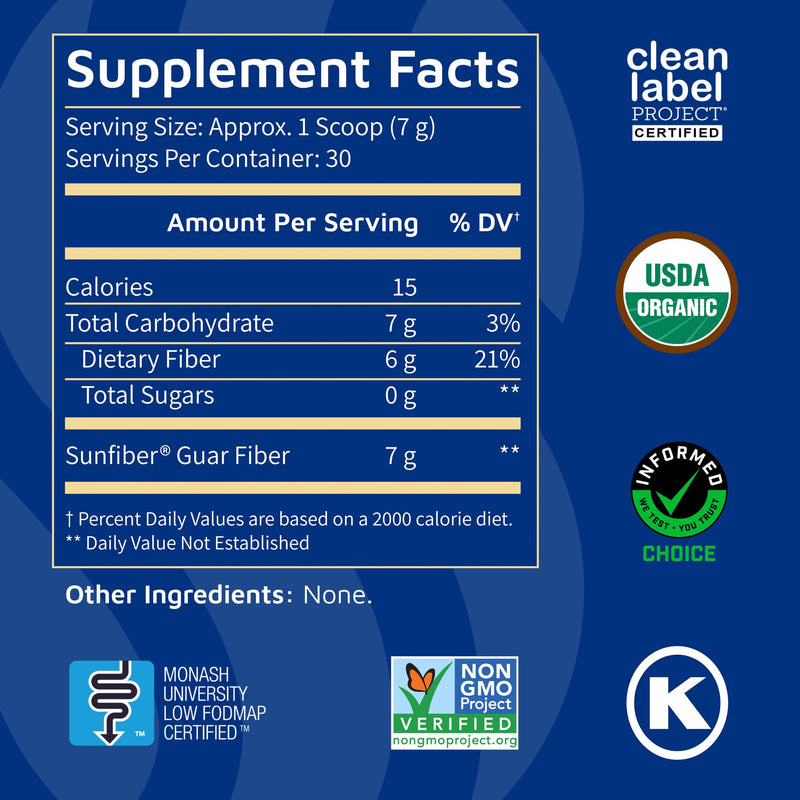 [Australia] - Tomorrow's Nutrition, Sunfiber, Prebiotic Fiber Supplement for Digestive Health, Low FODMAP, Gluten-Free, Unflavored, 30 Servings 