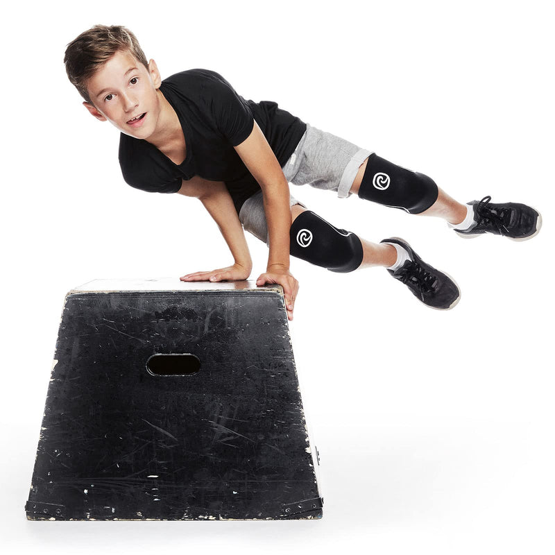 Rehband Kids Knee Sleeve made from 5mm Noprene, Knee Brace - Youth Girls & Boys Compression Knee Brace for Sports: Football, Hockey, Basketball or Running, Colour:Black - 1 Pair, Size:Small Small Black - 1 Pair