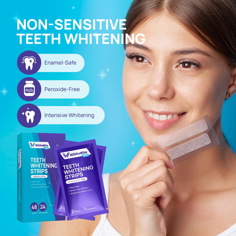 [Australia] - Teeth Whitening Strips 24 Treatments - Peroxide Free - Enamel-Safe Professional Dental Strips for Sensitive Teeth - Deep Stains Removal - Whitening without Any Harm - 48 Strips Mint 2 Count (Pack of 24) 