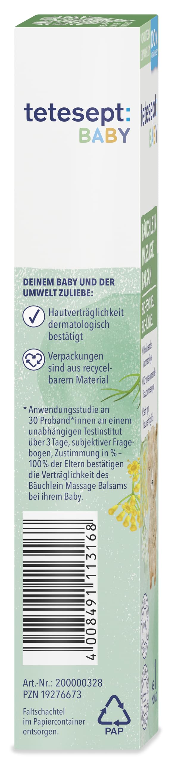 [Australia] - tetesept Baby Tummy Massage Balm 30 ml - with fennel, caraway and lavender oil - aroma care from 1 month supports the relaxing effect of belly massages 