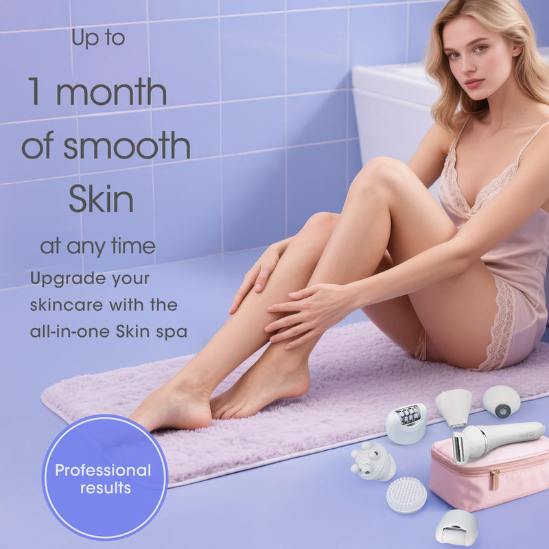 [Australia] - Epilator for Women, 7 in 1 Epilator Hair Removal for Women, Shaver, Bikini, Face Razor, Facial Brush, Face Massage and Body Exfoliator, Waterproof Painless Lady Shaver (White 227) 
