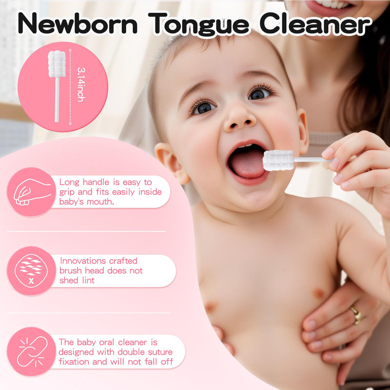 50Pcs Baby Tongue Cleaner for 0-36 Month No Glue Disposable Baby Mouth Oral Cleaner Infant Toothbrush Baby Gum Cleaner 3D Soft Infant Tongue Cleaner+1PCS Finger Toothbrush 1