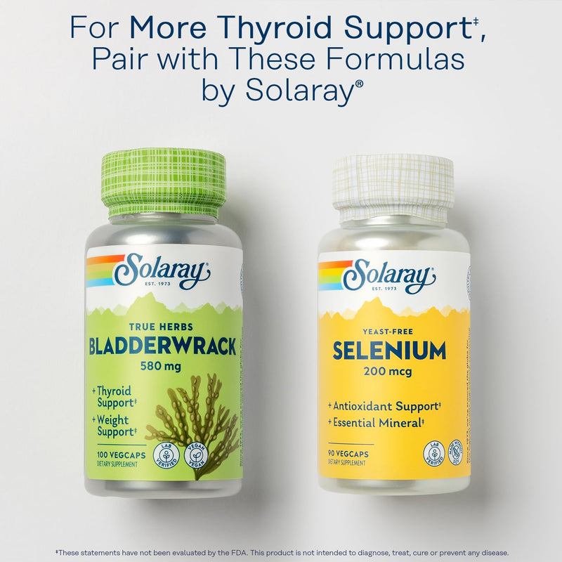 [Australia] - Solaray Iodine 500 mcg, Iodine Supplement for Healthy Adrenal and Thyroid Support, Energy, Metabolism, and Focus, Potassium Iodide, Vegan, 60-Day Money-Back Guarantee, 90 Servings, 90 VegCaps 90 Count (Pack of 1) 