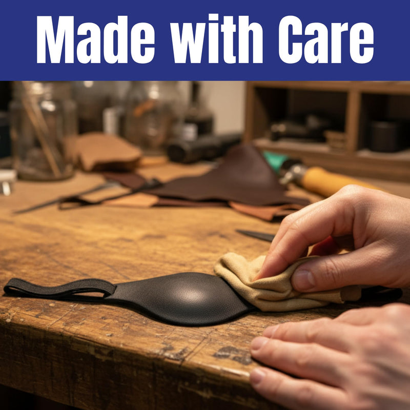 [Australia] - Black Leather Eye Patch for Adults - Adjustable Medical Eye Patches for Left and Right Eyes 