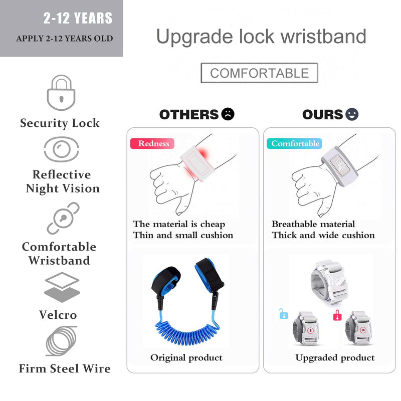 [Australia] - Toddler Harness Walking Leash- Child Anti Lost Wrist Link - Child Safety Harness - Upgrade with Reflective(6.5ft) - for Boys and Girls,Not Easy to Open Without Key (Cool Black) Cool black 