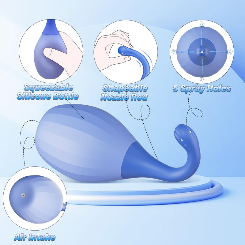 [Australia] - Enema Anal Douches for Men Women - Enema Bulb with Bendable Silicone Nozzles for Men Women Colon Cleanse, Anti Backflow Shower Douche Enema Kit with Lube, Anal Cleansing Feminine Care Douche Bottles 