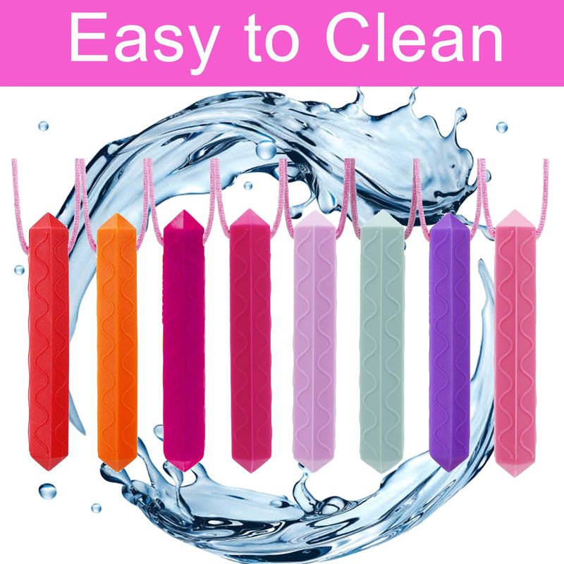 [Australia] - Sensory Chew Necklace for Girls by GNAWRISHING, 8 Pack Diamond Chew Necklaces for Sensory Kids, Made from Food Grade Silicone for Autistic, ADHD, Oral Motor (Tough, Long-Lasting) 