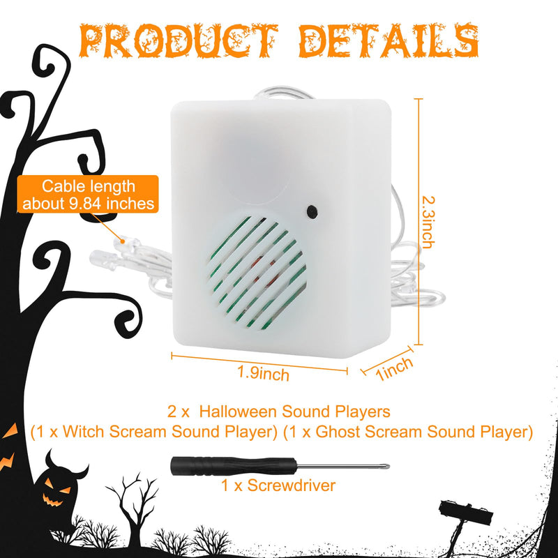 [Australia] - Elegananccy 2 Pack Halloween Sound Player Speakers with LED, Horror Screaming Witch Sound-Activated Prop, Battery Operated Tricky Funny Scary Sound Machine for Indoor Outdoor Party Decoration 