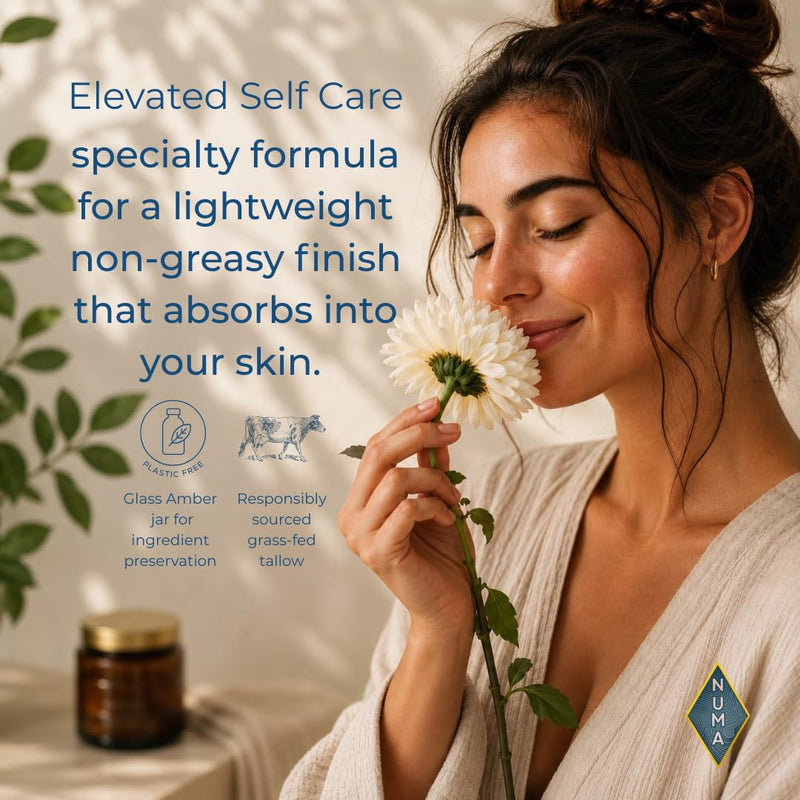 Numa Elevate Grass-Fed Tallow Face Moisturizer – Deep Hydration, Lightweight Fast Absorbing Facial Balm, Brighter, Healthier-Looking Skin, Methylene Blue, Blue Tansy, Vitamin C, Emu Oil, 1.7 oz
