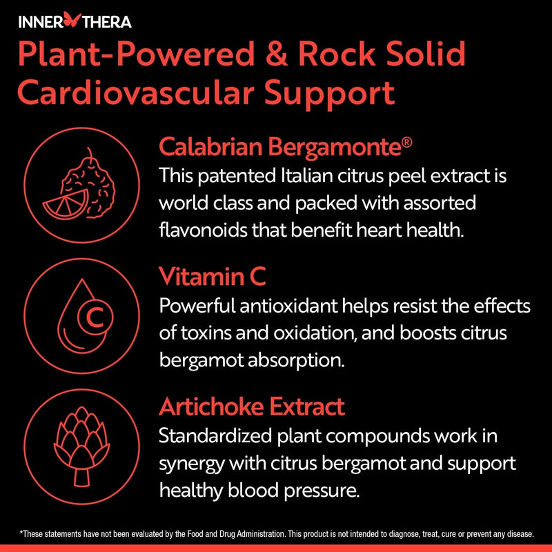 [Australia] - 1000mg Extra Strength Citrus Bergamot Supplement, Patented Bergamonte®, Clinically Proven, Supports Healthy Cholesterol, Formulated with Vitamin C and Artichoke Extract, 60 Capsules 