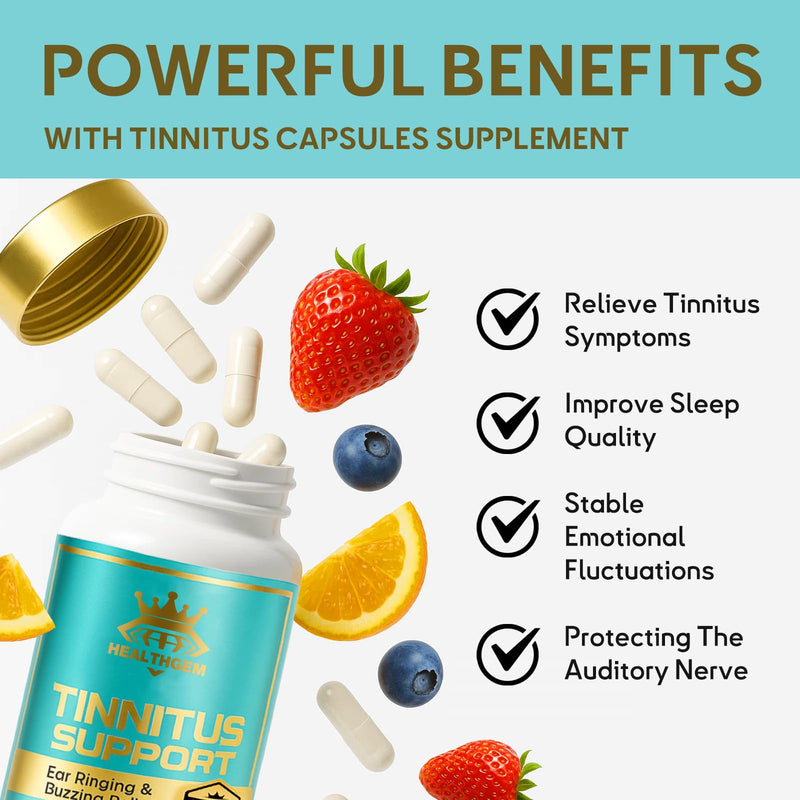 [Australia] - Tinnitus Relief for Ringing Ears,120 Capsules Tinnitus Relief Supplement, Natural & Effectively Relieve Earache & Reduce Ear Noise for Men & Women | 60-Day Supply 120 Count(Pack of 1) 
