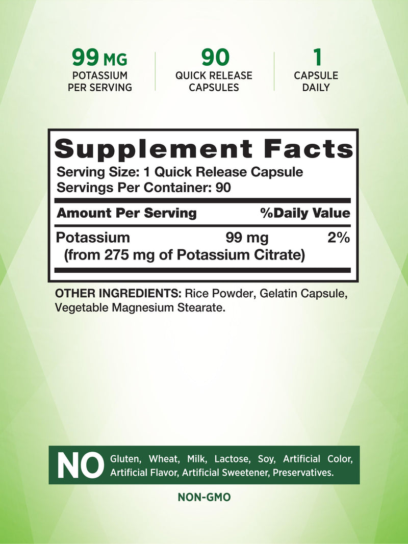[Australia] - Potassium Citrate Supplement | 275mg | 90 Capsules | Non-GMO & Gluten Free | by Nature's Truth 
