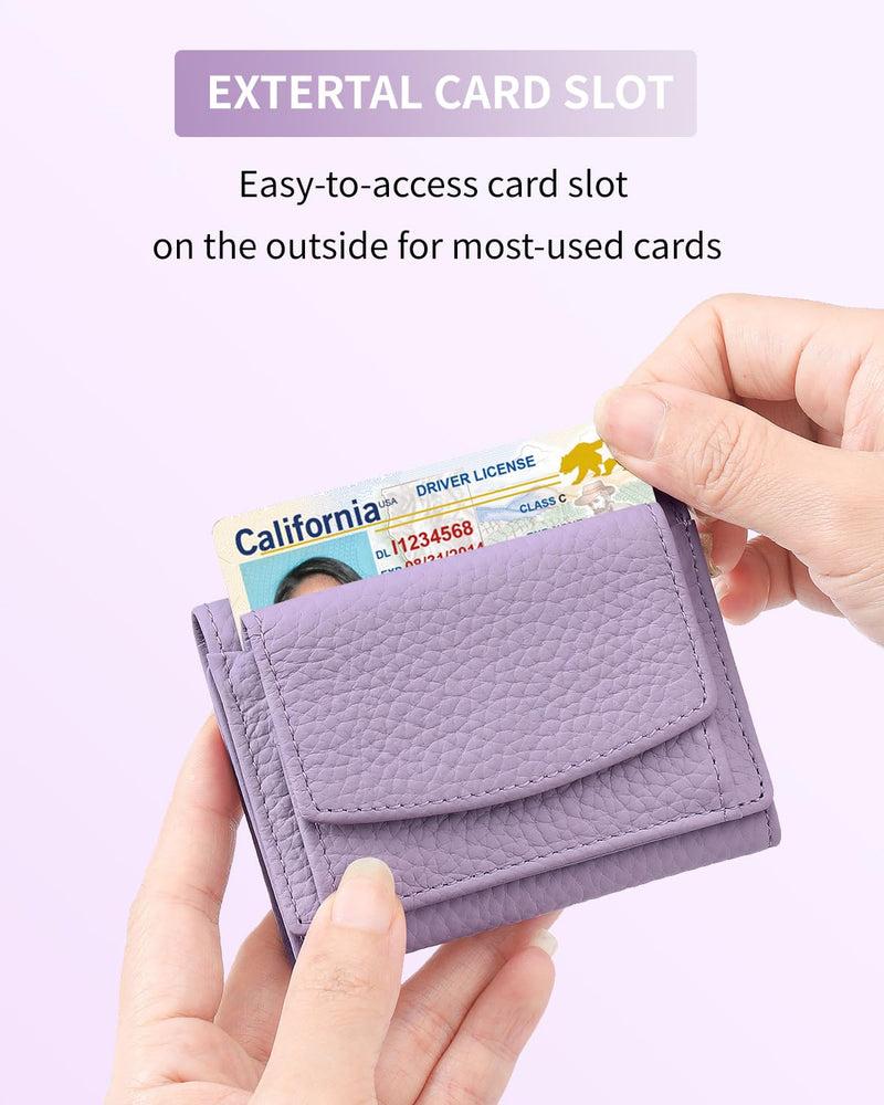 Karmiir RFID Blocking Small Leathear Coin Wallet & RFID Blocking Leather Passport Wallet, Light Purple(Same Color&Material)