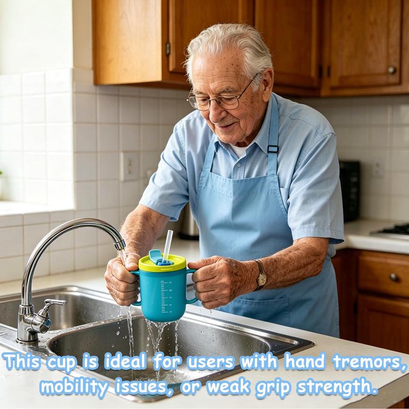 2 Pcs Beakers for Elderly, Non Spill Cups for Elderly, Adult Sippy Cups for The Elderly Non Spill, Drinking Cups for Elderly, Adult Drinking Cup for Elderly, Cups for Elderly People, Drinking Beakers