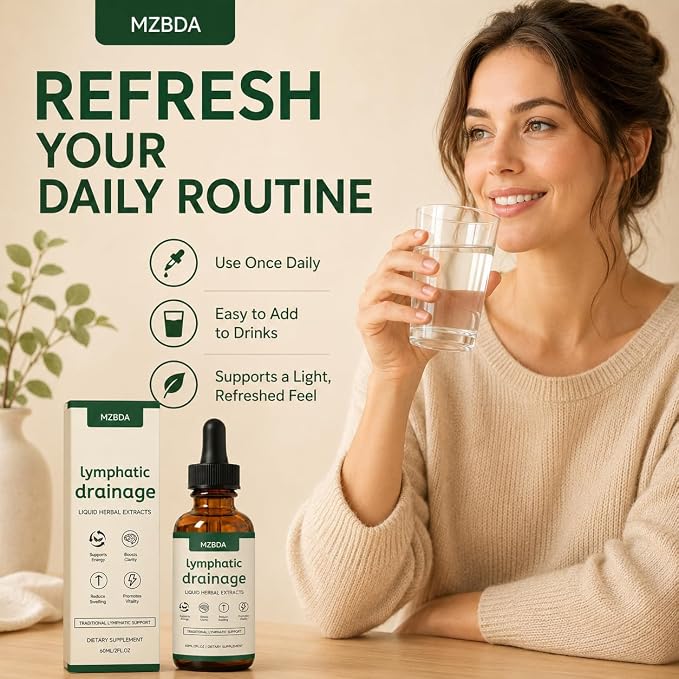 Lymphatic Drainage Drops – Herbal Lymph Support with Cleavers, Red Clover, Stillingia Root & Prickly Ash Bark – Natural Fluid Balance & Detox Drops – Glycerin Base, 60ml