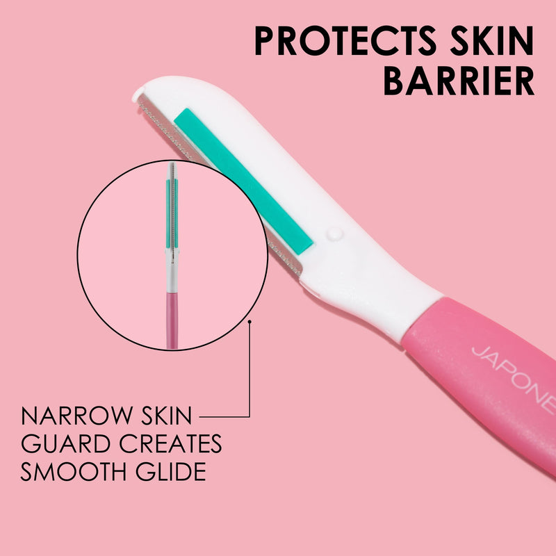 [Australia] - JAPONESQUE Dermaplaner with Soothing Aloe Comfort Strip - Skin Tool with Ultra Precision Blade for Facial Hair Removal and Exfoliation, 3pk. 