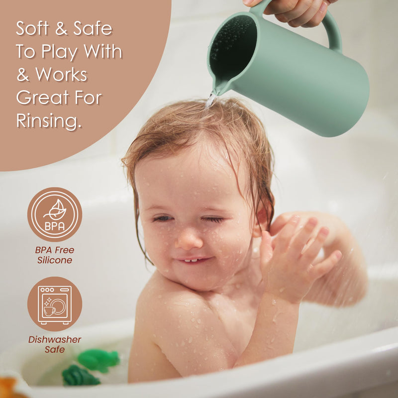 [Australia] - Baby Bath Rinse Cup, Food Grade Silicone Body Washing Rinser Cup (Pink) Pink 