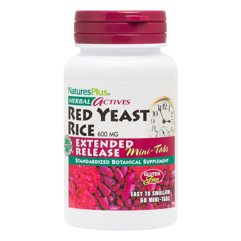 [Australia] - Natures Plus Herbal Actives Red Yeast Rice, Extended Release - 600 mg, 60 Mini Tablets - Herbal Supplement - Vegan, Vegetarian, Gluten-Free - 30 Servings 60 Count (Pack of 1) 