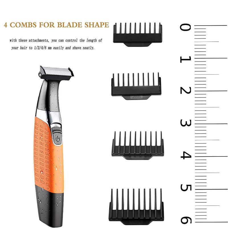 [Australia] - Electric Razor, Beard Trimmer Men, Waterproof Beard Grooming,Cordless USB Rechargeable Body Groomer and Hair Remover for Eyebrow, Beard Facial& Body Hair for Men and Women Orange 